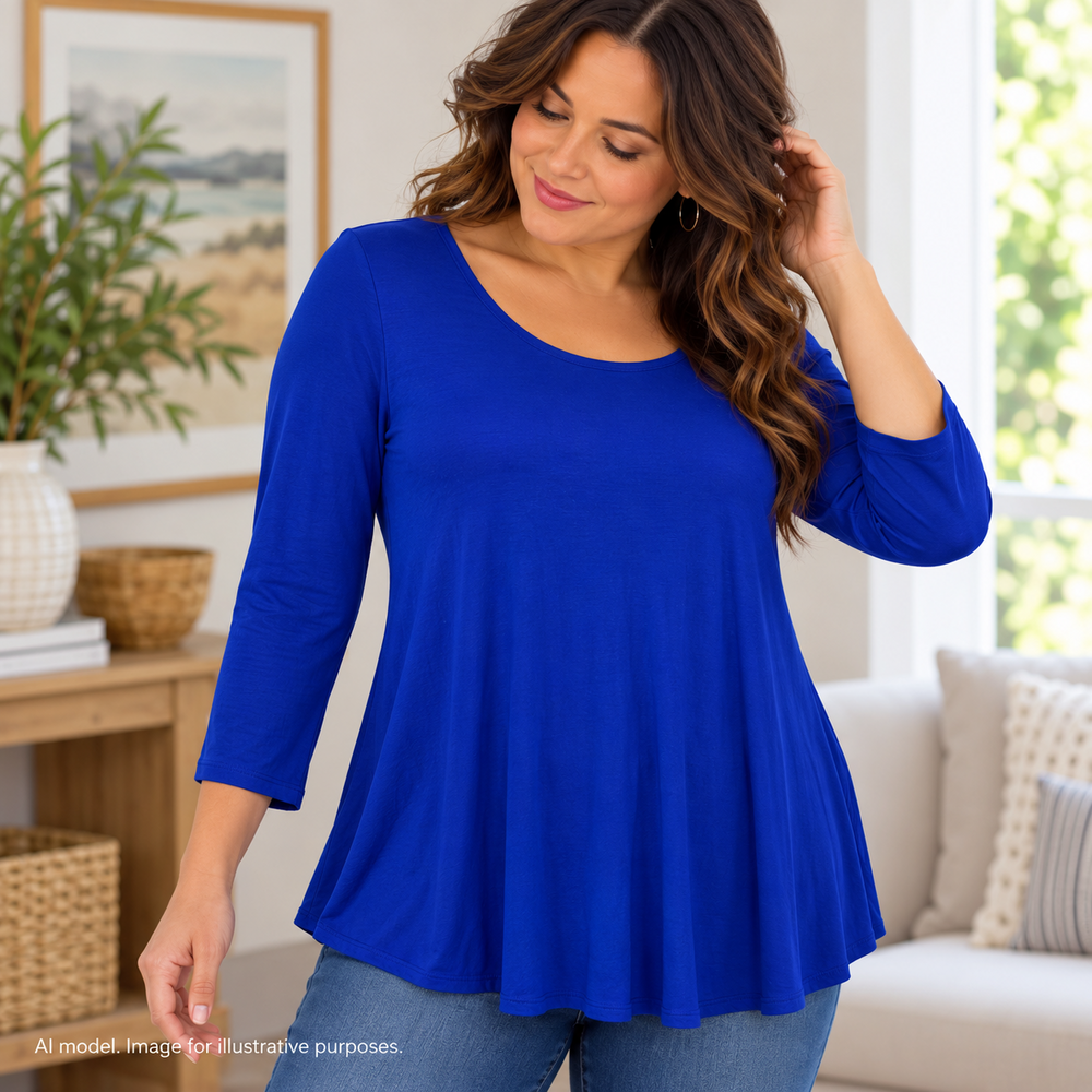Eileen Fisher Shirt Womens Medium Petite Blue Minimalist Soft Flowy Longline USA